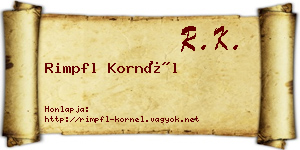 Rimpfl Kornél névjegykártya